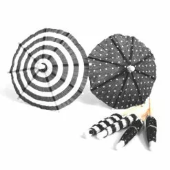 Cocktail Picks - Umbrellas, Dots & Stripes Black 12 Pk