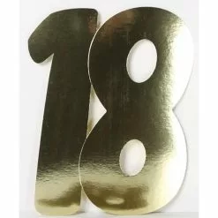 Cardboard Cutouts - Birthday Numbers, 18 Gold 3 Pk