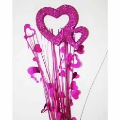 Decorative Pick - Double Heart, Hot Pink