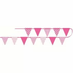 Flag Bunting - Pennant Dots & Stripes, Hot Pink