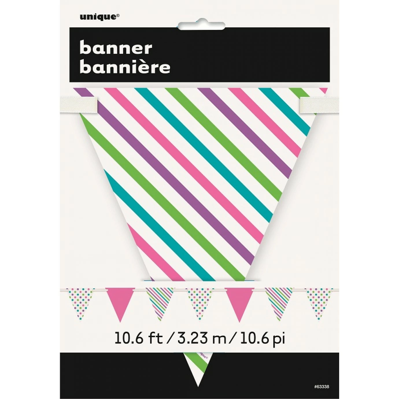 Flag Bunting - Pennant Dots & Stripes, Multicolour Bright 4 Flag Bunting - Pennant Dots & Stripes, Multicolour Bright - Image 2