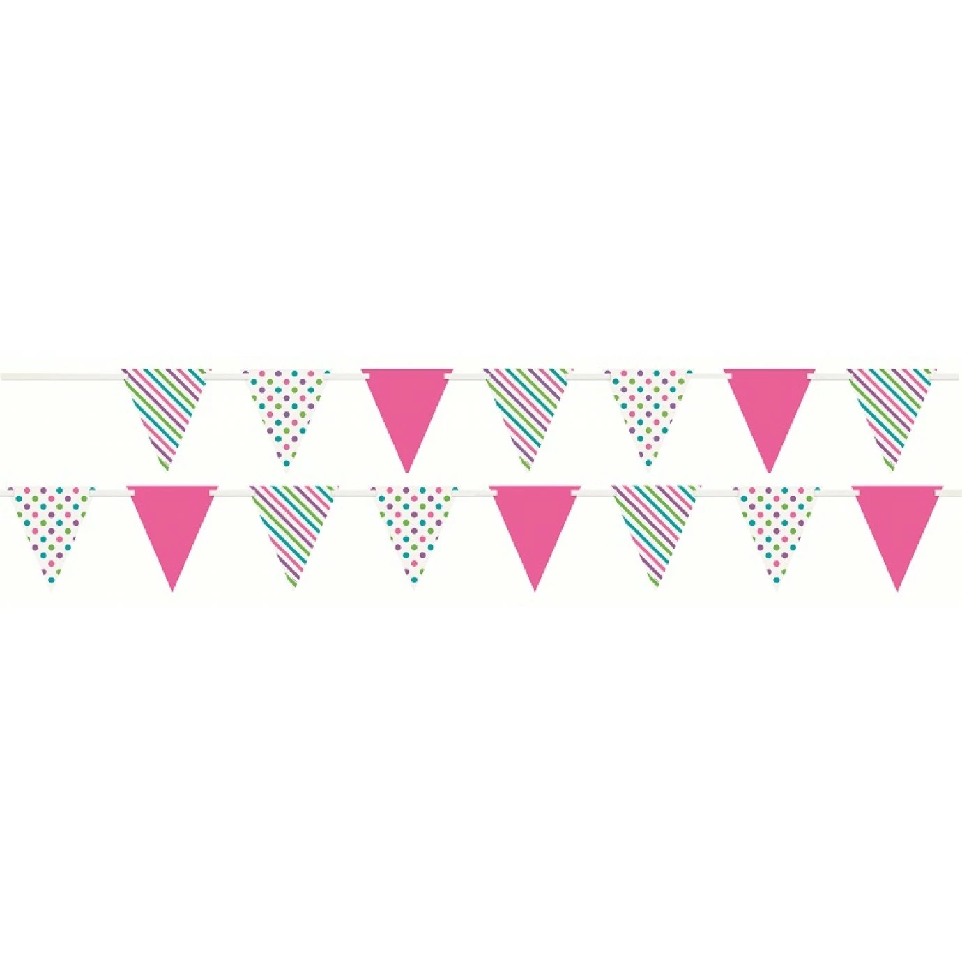 Flag Bunting - Pennant Dots & Stripes, Multicolour Bright 3 Flag Bunting - Pennant Dots & Stripes, Multicolour Bright