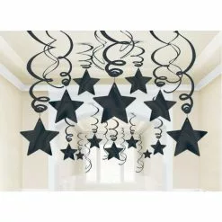 Hanging Decoration - Shooting Stars 30 Pk Black