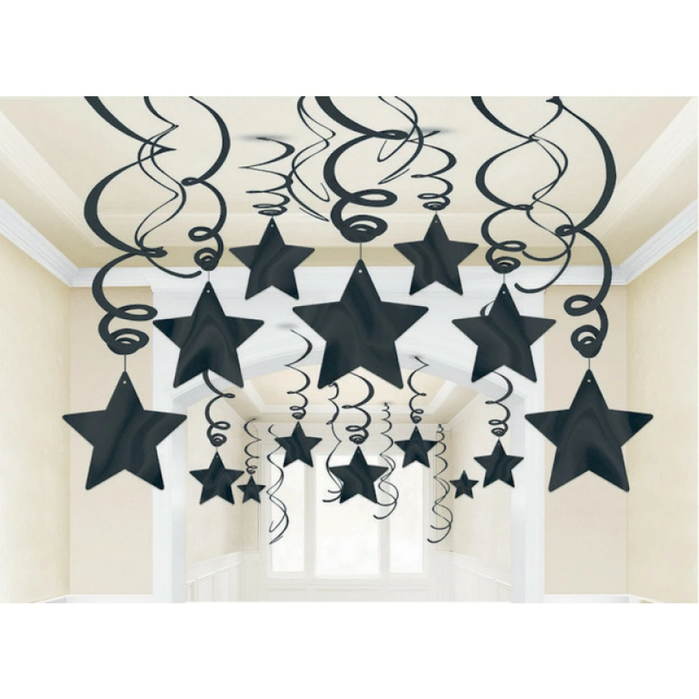 Hanging Decoration - Shooting Stars 30 Pk Black