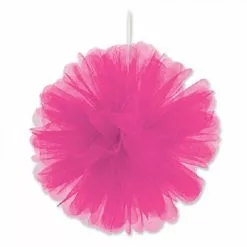 Hanging Decoration - Tulle Ball, Hot Pink