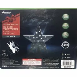 Tree Topper - 22cm Star Projector Cool White, Assorted