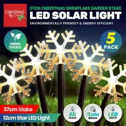 Path Lights - Solar, Snowflakes Warm White 5 Pk -Halloween Costumes Sales path lights solar snowflakes warm white 5 pk 1