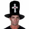 Hat - Stovepipe, Black Velvet With Cross -Halloween Costumes Sales pi 1 100879 5