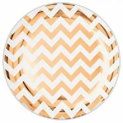 Plates - Dinner, Chevrons Rose Gold 20 Pk