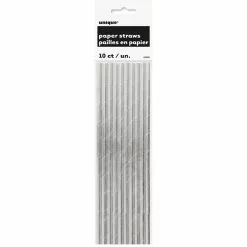 Straws - Paper, Metallic Silver 10 Pk