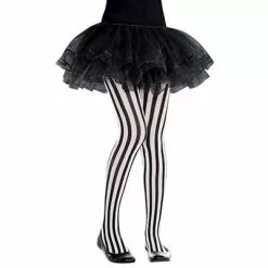 Tights - Child, Black & White Stripes