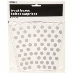 Treat Boxes, Polka Dots Silver 8 Pk