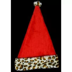 Hat - Santa, Leopard Trim Plus