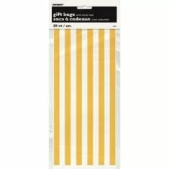 Cellophane Bags - Decorative Stripes, Yellow 20 Pk
